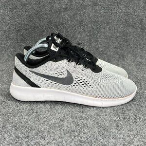 Nike Free RN Running‎ Shoes Youth Size 7 White Black Athletic Training Sneakers